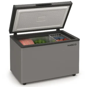 NASCO NAS-420 Chest Freezer – 380 Litres | Energy-Saving Silver VCM Freezer with Lock & Light