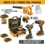 INGCO 20V Professional 3-Piece Brushless Combo Kit